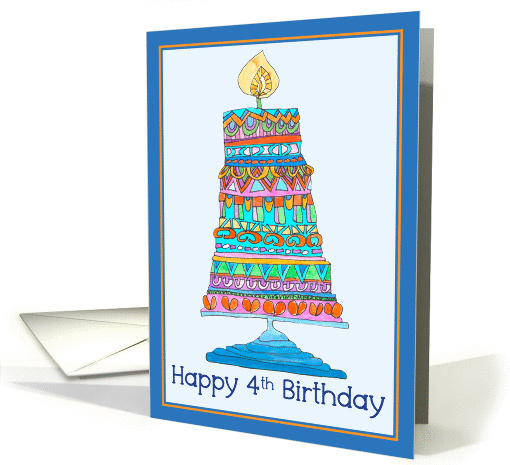 Happy 4th Birthday Party Cake card (948577)