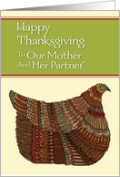 Happy Thanksgiving Harvest Hen to Our Mother and Her Partner card