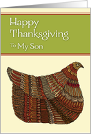 Happy Thanksgiving Harvest Hen to My Son card