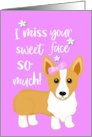 Miss You Pink Corgi Dog Card For Girls card