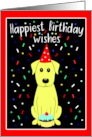 Happy Birthday with Yellow Lab Dog and Cupcake card