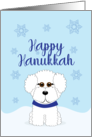 Bichon Frise Happy Hanukkah Winter Snow Scene card