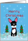 Chihuahua Merry Christmas with Candy Canes and Snowflakes card