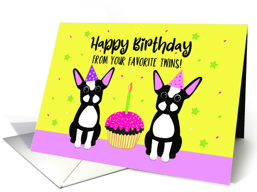 Happy Birthday From Twins with Boston Terriers card (1637876)