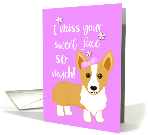 Miss You Pink Corgi Dog Card For Girls card (1638344)