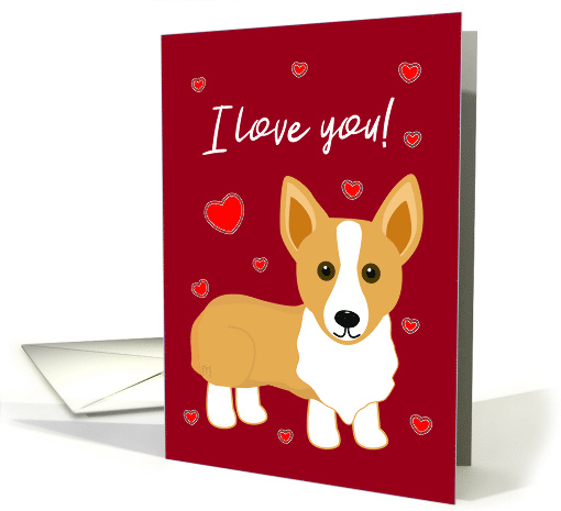 I Love You Hearts and Corgi Dog card (1638348)