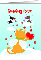 Sending Love Angel Cats in Heaven card