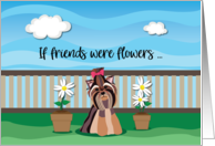Yorkie with Flowers Friendship Quote card