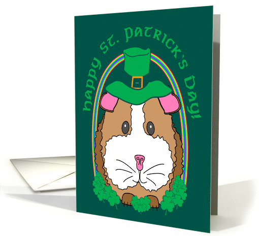 Brown Guinea Pig with Rainbow and Shamrocks Happy St.... (374074)