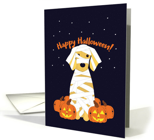 Golden Retriever Happy Halloween with Pumpkins card (91370)