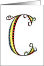 Whimsical C Monogram On White Blank Card