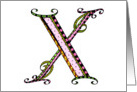 Whimsical X Monogram On White Blank Card