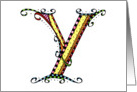 Whimsical Y Monogram On White Blank Card