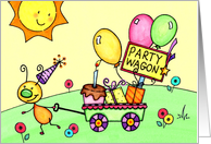 Kids Buggy Party Wagon Birthday Card