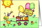 Kids Buggy Party Wagon Birthday Card