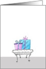 Presents on Footstool Birthday Card