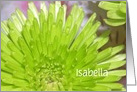 Vibrant Green Flowers, Customize Name Isabella Birthday Card