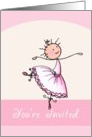 Pink Stick Figure Ballerina Dance Recital Invitation card