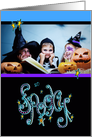 So Spooky Blue Zentangle Inspired Photo Insert Halloween card