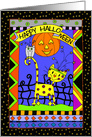 Happy Halloween Funky Cat Card