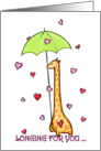Raining Hearts On Giraffe Valentine’s Day card