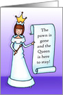 The Pawn is gone, decrees the Queen Divorce Congratulations card