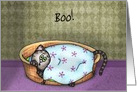 Scaredy Cat Hiding Under Blanket Halloween card