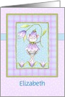 Custom Ballerina Mouse Dressed In Lavender Flowers, Girls Birthday card