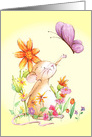 Sweet Mouse in a Field of Flowers Wishing a Friendly Happy Birthday card