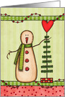 Prim Snowman with Christmas Tree card