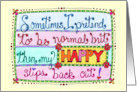 Hand Lettered Saying About Being Happy in Many Colors and Doodles card