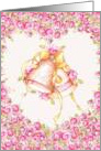 Beautiful Pink Roses with Bells Wedding Invitation card