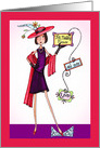 Lady in Red Hat Birthday card