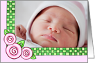 Pink Roses New Baby Girl Photo Card