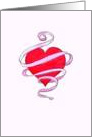 Red Heart Wrapped In Love Ribbons Valentine’s Day Card