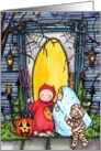 Costumed Kids Trick Or Treat Halloween Card