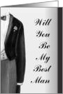 Will You Be My Best Man Black and White Tuxedo Invitation card
