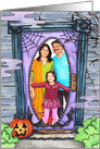 Haunted House Door Photo Insert Halloween Card