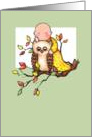 Autumn Baby & Owl Thanksgiving Birthday Card