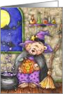Teddy Bear Witches Brew Halloween Birthday Card