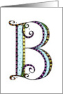 Whimsical B Monogram On White Blank Card