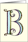 Whimsical B Monogram On Yellow Blank Card