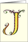 Whimsical J Monogram On Yellow Blank Card