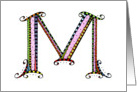 Whimsical M Monogram On White Blank Card