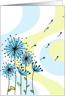 Retro - Blowing Dandelions Miss You Birthday Card