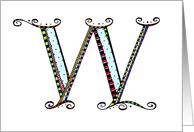 Whimsical W Monogram On White Blank Card