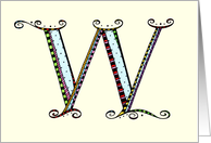 Whimsical W Monogram On Yellow Blank Card