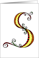 Whimsical S Monogram On White Blank Card