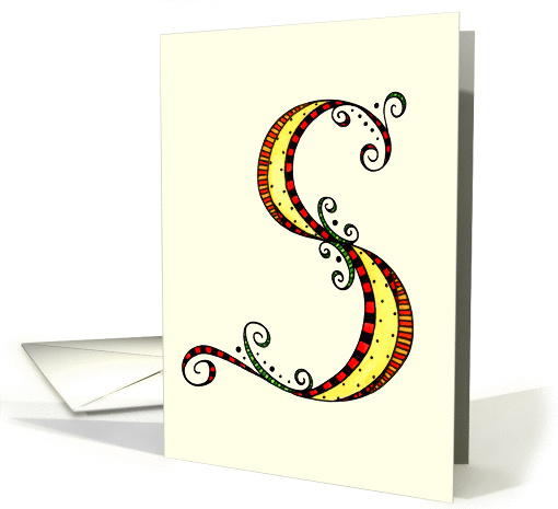 Whimsical S Monogram On Yellow Blank card (1029153)