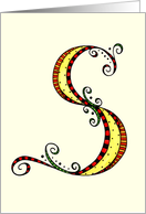 Whimsical S Monogram On Yellow Blank Card